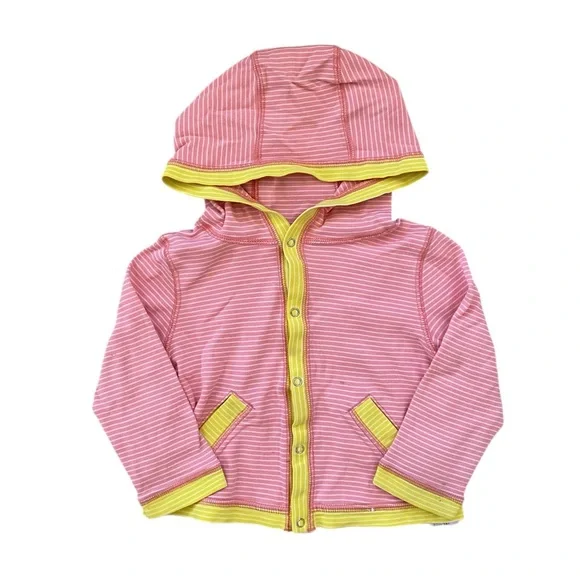 Patagonia - Pink Striped Baby Long sleeve Hoodie w/ snap closures - size 12-18mo - Picture 1 of 6